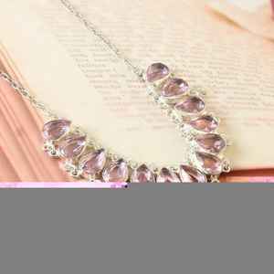 925 collier en argent Sterling rose Kunzite fait à la main chrétien religieux bijoux chaîne à maillons pour anniversaire de mariage matériel en laiton - Product Image 2