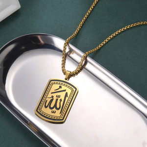 Colgante de collar de Paz de cadena de eslabones chapada en oro de acero inoxidable para hombres católicos religiosos al por mayor - Product Image 4