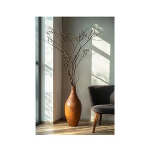 Jarrones de Madera Hechos a Mano para Decoración del Hogar, Jarrón de Piso Moderno de Madera de Mango Natural para Decoración de Sala de Estar - Product Image 1