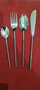 Haute qualité en acier inoxydable matériel fait à la main tourbillon bord couverts Dessert fruits fourchette couteau cuillère cadeau promotionnel - Product Image 2