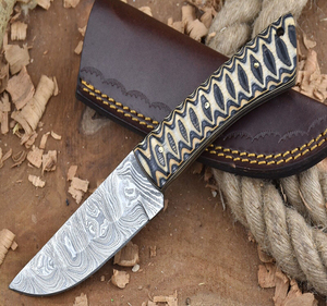 Couteau de chasse personnalisable en acier Damas, qualité supérieure, manche en bois confortable, qualité DIY, fabrication artisanale industrielle, OEM, extérieur - Product Image 1