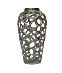 Nouveauté Vase de table en aluminium fait main personnalisé finition argent poli et martelé à vendre - Product Image 5