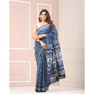 Chanderi Printed Heavy Georgette Saree Blouse Banarasi Model Number Soft Indian Pakistani Style <b>Net</b> <b>Fabric</b> Salwar Kameez Lehenga - Product Image 1