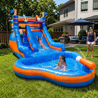 Grand toboggan aquatique gonflable commercial de 23 pieds avec piscine pour fête de jardin, événement estival, divertissement familial en plein air, thème bateau pirate