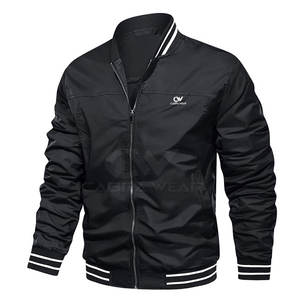 Men's Casual Winter Bomber <b>Jacket</b> <b>with</b> Stand Collar and Front Logo <b>Fleece</b> <b>Lining</b> Quick Dry & Breathable - Product Image 1