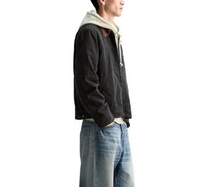 Logo personnalisé broderie printemps col rabattu hiver coupe-vent veste de travail en jean avec bouton couvert pour hommes - Product Image 5