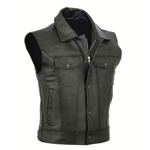 Chaleco de cuero de moda para hombre, diseño contemporáneo, corte ajustado, tacto suave, chaleco de moda para actividades al aire libre. - Product Image 1