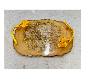 Bandeja de servicio de resina epoxi Diseño de purpurina de patrón sólido con juego de 5 piezas Bandeja de resina de grado doméstico - Product Image 5