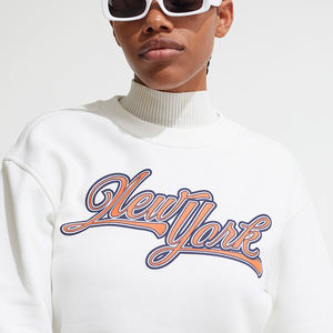 Sudadera Corta de Mujer de Manga Larga, Ajuste Holgado, Cintura Estrecha, Color Liso, Casual - Product Image 1