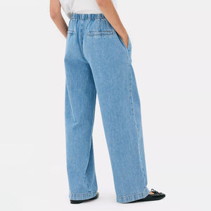 High Quality Breathable Elastic Waist Flat Front Denim <b>Jogger</b> Pants <b>Straight</b> <b>Leg</b> Streetwear <b>Women</b> Summer Wholesale - Product Image 3