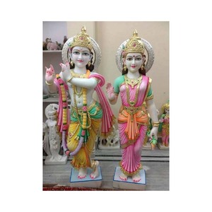 Makrana-escultura de pie hecha a mano de mármol blanco puro, escultura decorativa de Dios y Diosa Radha Krishna para adoración - Product Image 1