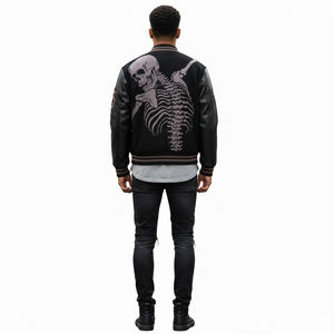 Chaqueta Universitaria Personalizada Extra Grande con Logotipo Bordado de Moda para Ropa Urbana o Informal, Tejido de Lana Suave y Mangas de Cuero para Unisex - Product Image 6