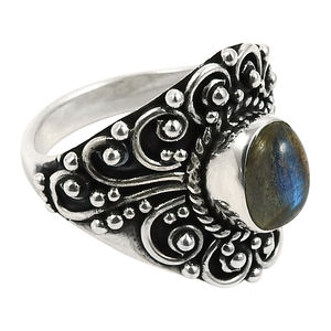 Cadeau d'anniversaire pour femme 925 argent Sterling naturel Labradorite pierres précieuses Artisan Look bague bijoux faits à la main fabricant en vrac - Product Image 4