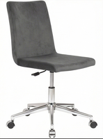 Chaise de bureau pivotante moderne en velours Eva, base étoile chromée, structure en acier inoxydable, vérin à gaz, dossier solide, sans accoudoirs/appuie-tête