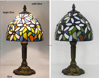 Lampe de chevet en résine de style rétro moderne, LED à intensité variable, lumière blanche chaude, bouton poussoir, verre teinté, roses, raisins, veilleuse