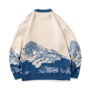 เสื้อถักแฟชั่นสไตล์หนาๆเสื้อสเวตเตอร์คอกลมแบบสวมหัวระบายอากาศได้ใส่สบายปรับแต่งได้ตามต้องการ - Product Image 2