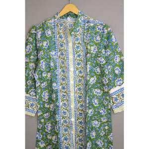 Ropa de playa con estampado de bloque de mano indio, camisa tipo Kimono para cubrir, ropa de playa informal, minivestido, trajes - Product Image 1