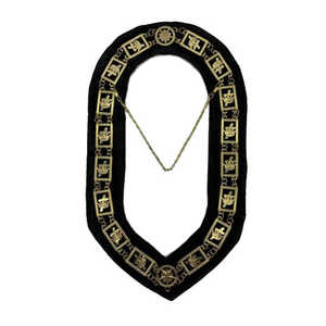 Collier d'officiers fabriqué en usine Collier de chaîne d'artisanat maçonnique en moiré d'or Collier de chaîne maçonnique Regalia - Product Image 1