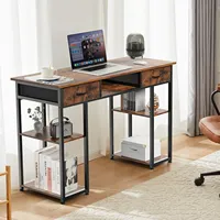 Escritorio para Juegos de Computadora OEM de 48 Pulgadas con Cajones de Tela, Estantes de Almacenamiento, Marco Metálico y Patas Ajustables para Dormitorio, Oficina en Casa