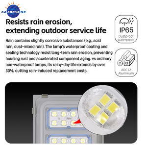 Lampe solaire tout-en-un Glorsem 30W-150W IP65 étanche avec détecteur de mouvement pour projets de routes, jardins et extérieurs - Product Image 4