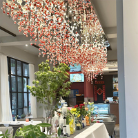 Lustre contemporain créatif à hauteur réglable, grand et long, pour hôtel et restaurant, couleur personnalisée, verre cristal, LED