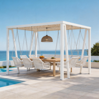 Ensemble de balançoires et de table à manger en acier galvanisé pour l'extérieur avec auvent, meubles de jardin et de terrasse OEM ODM