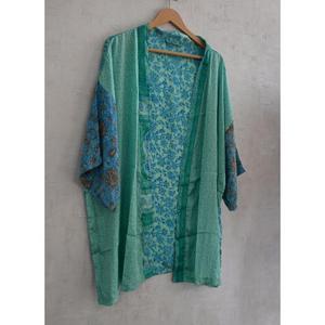 Kimono de Seda de Lujo para Mujer, Talla Grande, Largo hasta la Rodilla, Transpirable, Informal, con Estampado Floral Otoñal, Camisón - Product Image 2