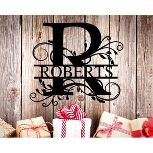 การตกแต่งผนังโมโนแกรมตัวอักษร R งานแต่งงานการออกแบบที่กำหนดเองเริ่มต้นสำหรับการตกแต่งบ้าน - Product Image 1