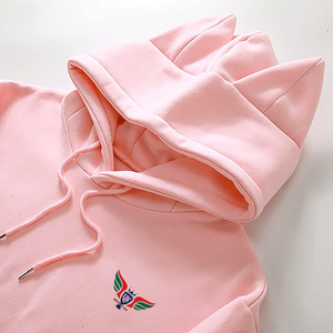 Sweat-shirt à capuche unisexe 100% coton 400 g/m² épais avec oreille de chat, coupe régulière, avec long badge personnalisé pour l'hiver - Product Image 6