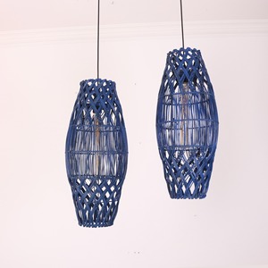 Plafonniers en rotin bleu de haute qualité, lampes d'éclairage suspendues les plus vendues, abat-jour fabriqué au Vietnam - Product Image 1
