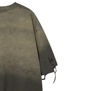 Camisetas desgastadas con estilo para hombre, detalle bordado elegante, Camiseta cómoda informal, Camiseta 100% de algodón estambre para uso diario de verano - Product Image 4