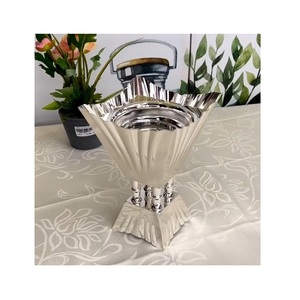 Silver Color Aluminum <b>Incense</b> Bakhoor Burner Round Shape Customized Size <b>Oud</b> Burner From Best Exporter In India - Product Image 6