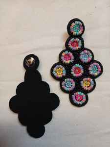 Pendientes Hechos a Mano con Cuentas de Semillas, Bordado de Cuentas Multicolor, Pendientes Rosados Hechos a Mano, Joyería de Moda para Mujer - Product Image 3