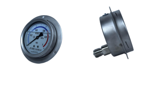 60mm Sıvı Dolu Paslanmaz Çelik <span class=keywords><strong>Bourdon</strong></span> Tüp Basınç Göstergesi Panel Montajlı Arka Flanş 0-0.4 MPa Darbeye Dayanıklı Hidrolik Yağ Su - Product Image 2