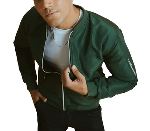 Veste de vol d'hiver avec logo personnalisé OEM pour hommes meilleur design de col montant grande rue broderie personnalisée appliques nouveau bombardier en tissu - Product Image 3
