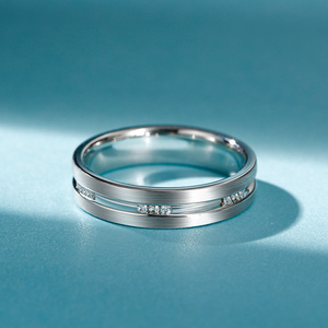 Jeulia Sterling Silver Men's Round Cut Fashion Band <b>Ring</b> - Product Image 4