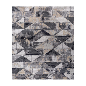 พรมขนสัตว์และวิสโคสทอมือลายเรขาคณิตสีเทาและดำ รุ่น Genesis สำหรับใช้ในบ้าน-Taq-4310 (Md) - Product Image 1