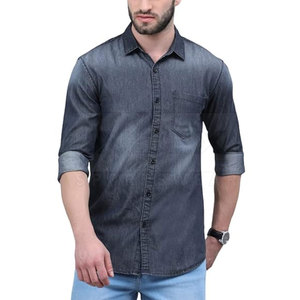 เสื้อเชิ้ตยีนส์แขนยาวสำหรับผู้ชายแบบใส่สบายเสื้อผ้าสไตล์ปากีสถานทำจากผ้าน้ำหนัก260กรัม - Product Image 1