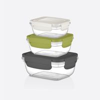 Frigoclick Fresh Box Set 3-delig 400/800/1400ml Minimalistische Stapelbare Camping PP Voedselbewaarbakjes Clip-on Spuitgegoten
