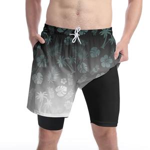 Top Trend Sublimated Polyester Double <b>Layer</b> Men's Swim Shorts Quick Dry Custom Design Fitness Workout Shorts Summer Beach Shorts - Product Image 1