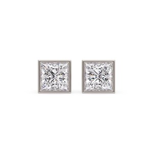 Pendientes de Aro de Diseño con Corte Princesa Brillante, Diamantes Finos de 0.40 Ct, Diamantes Cultivados en Laboratorio en Platino, para Novia o Boda - Product Image 2