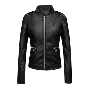 Chaqueta de cuero para mujer 2025 chaqueta básica abrigo mujer invierno motocicleta chaqueta PU cuero cremallera prendas de vestir exteriores - Product Image 6