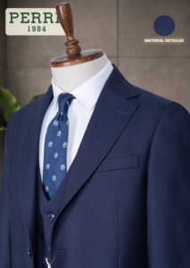 Costume d'affaires en laine bleu marine pour homme, style britannique, col cranté, simple boutonnage, coupe classique, infroissable - Product Image 6