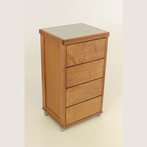 MASLEGNO Top-Performance Solid Beech Wood Drawer Trolley with Ceramic Top <b>Plastic</b> <b>Wheels</b> Model MAS338 for Classic Modern Rooms - Product Image 1