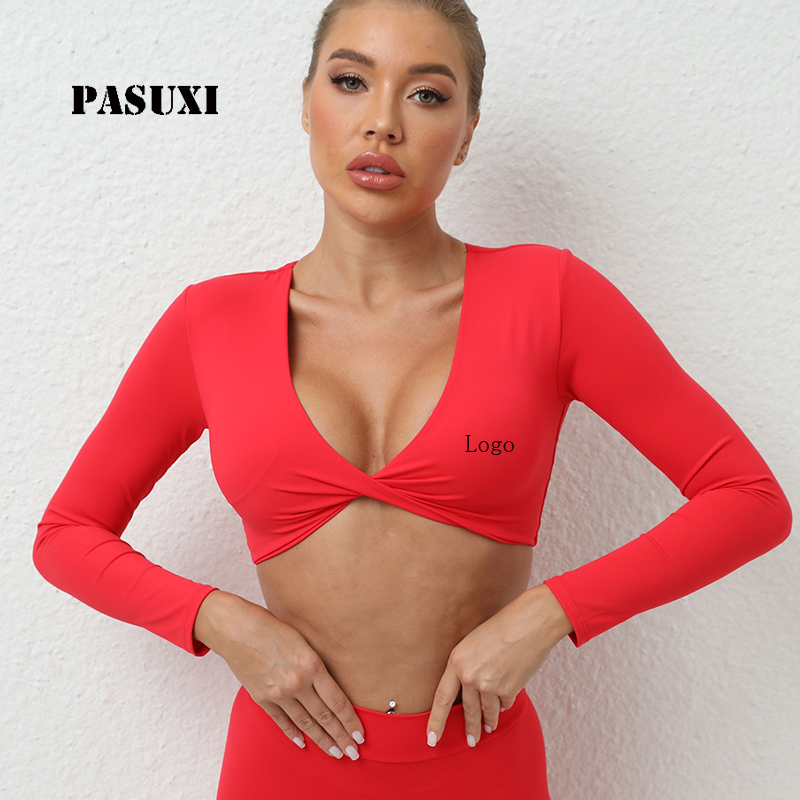 PASUXI Wholesale Moisture Wicking Nude Yoga Long Sleeve T-Shirt Women Fitness Activewear Workout Top Women Gym Yoga Clothing