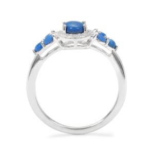 Bague en argent sterling rhodié plaqué or 18 carats avec céruleite et zircon blanc - Product Image 3
