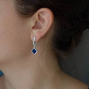 Wholesale Awesome Natural Lapis Lazuli Square Gemstone 925 Solid Sterling Silver Handmade Earring Women Jewellery <b>Gift</b> <b>for</b> <b>Her</b> - Product Image 3