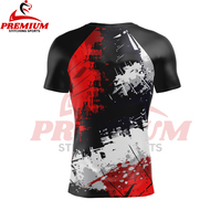 Hommes MMA Rash Guard Compression Shirt à manches courtes Logo personnalisé sublimé BJJ Training Rashguard Prix de gros Fighting Shirt