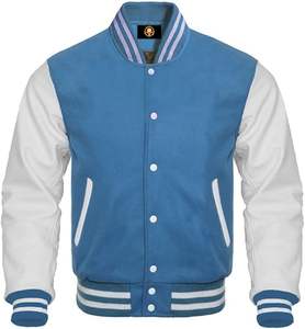 Veste de baseball universitaire pour hommes style bomber avec corps en laine et manches en cuir de vache veste Letterman scolaire en différentes couleurs - Product Image 2
