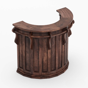 Conjunto de Muebles de Bar Esquineros de Madera de Teca Rústica Sólida, Taburetes de Bar Tapizados Duraderos y Ecológicos, Interiores de Lujo Hechos a Mano - Product Image 4